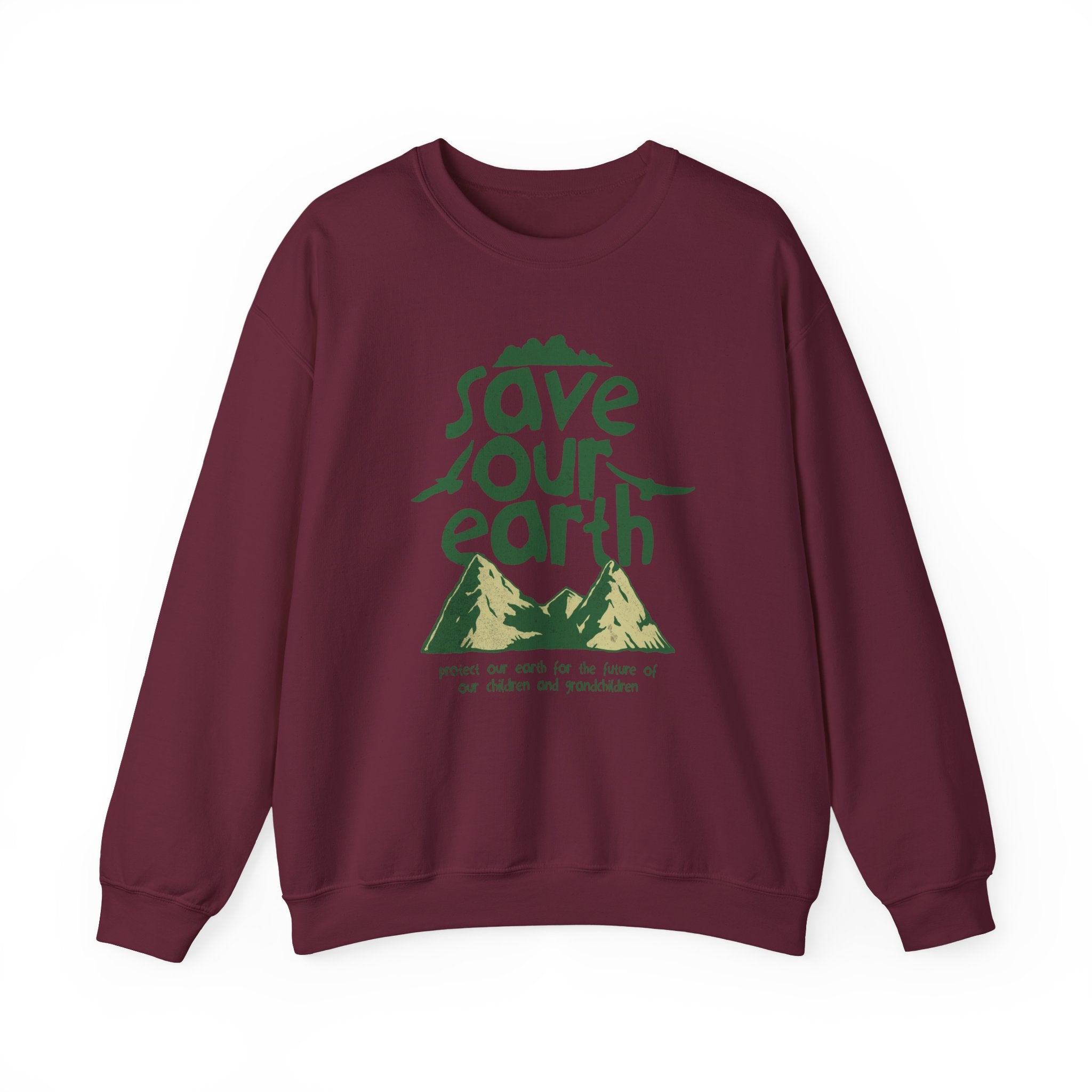 Save Our Earth Crewneck Sweatshirt — Eco Graphic Sweatshirt with 'Save Our Earth' Design