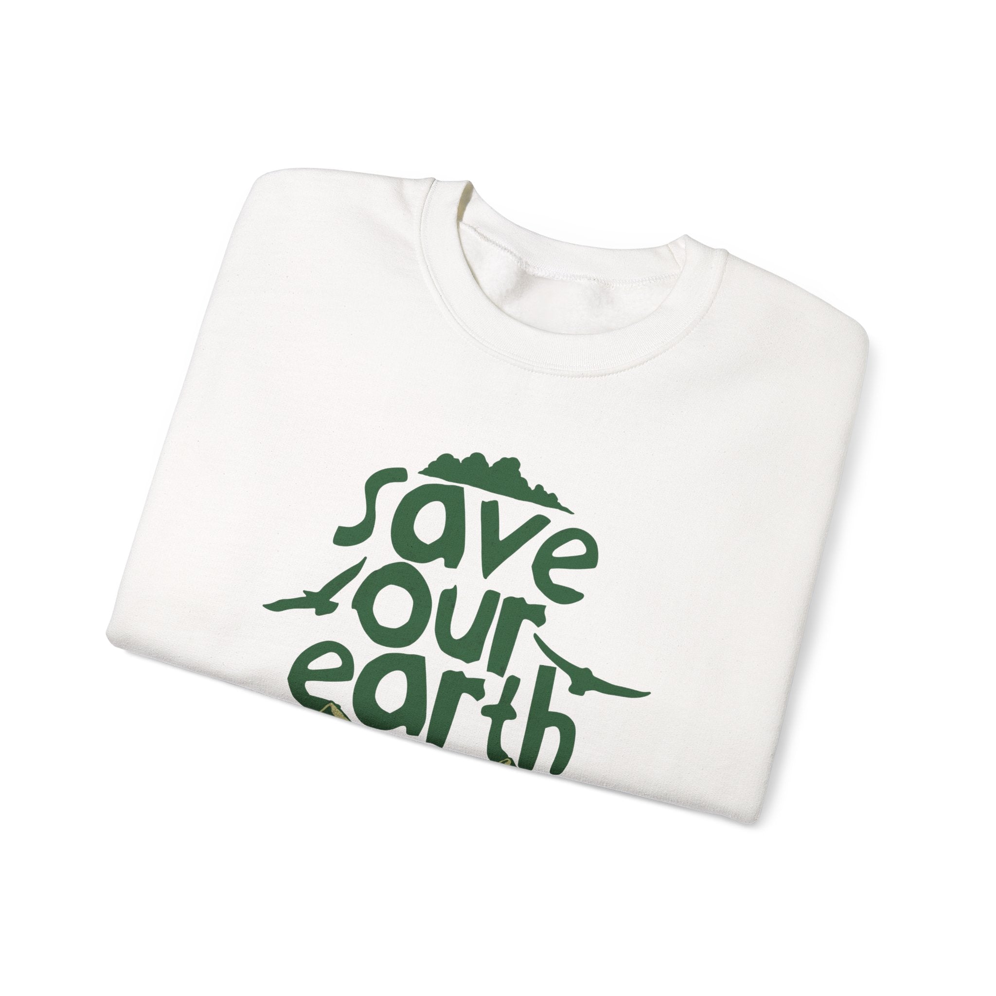 Save Our Earth Crewneck Sweatshirt — Eco Graphic Sweatshirt with 'Save Our Earth' Design