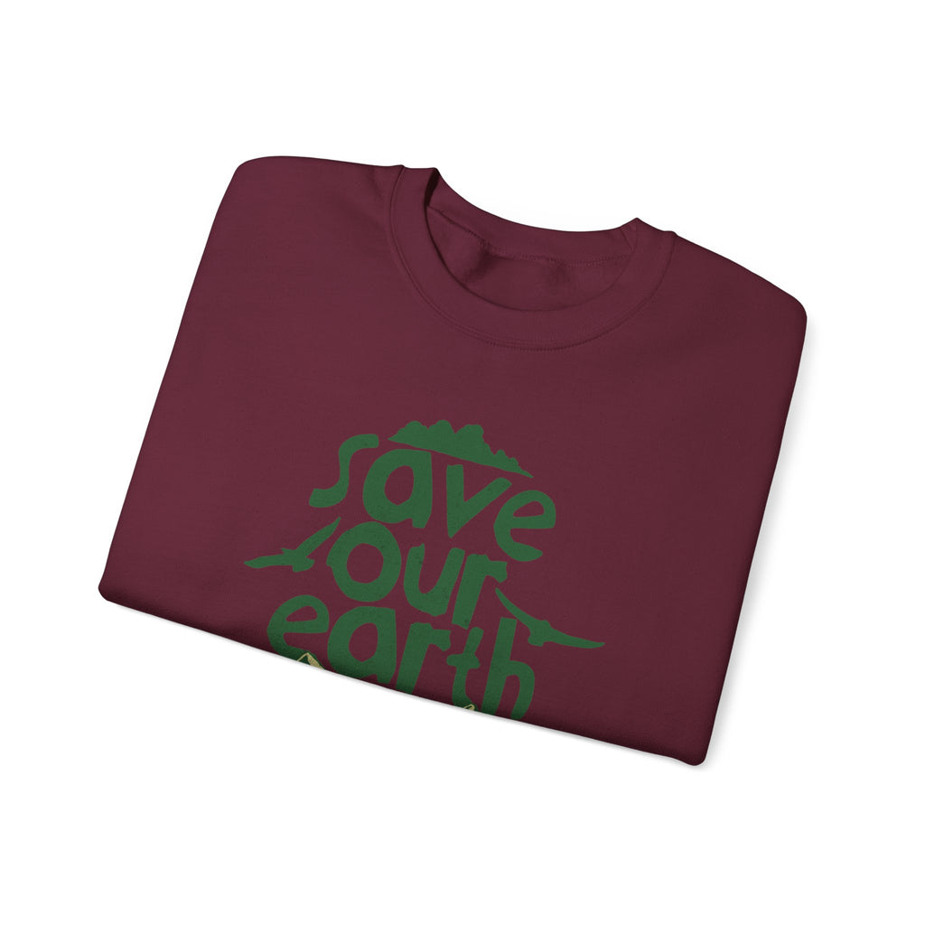 Save Our Earth Crewneck Sweatshirt — Eco Graphic Sweatshirt with 'Save Our Earth' Design