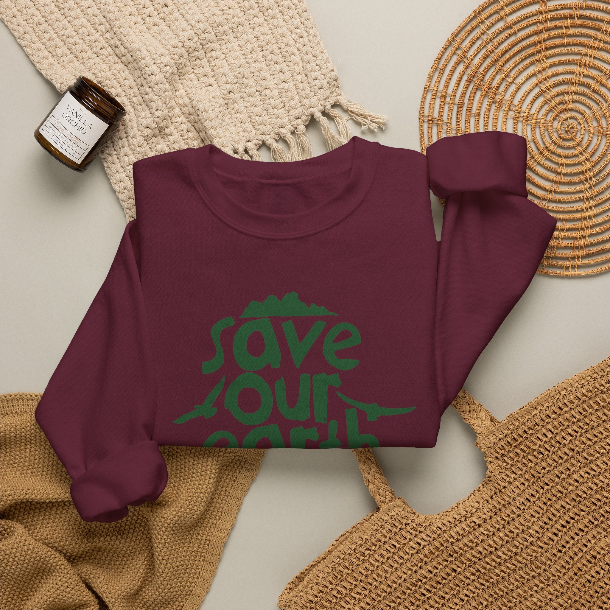 Save Our Earth Crewneck Sweatshirt — Eco Graphic Sweatshirt with 'Save Our Earth' Design