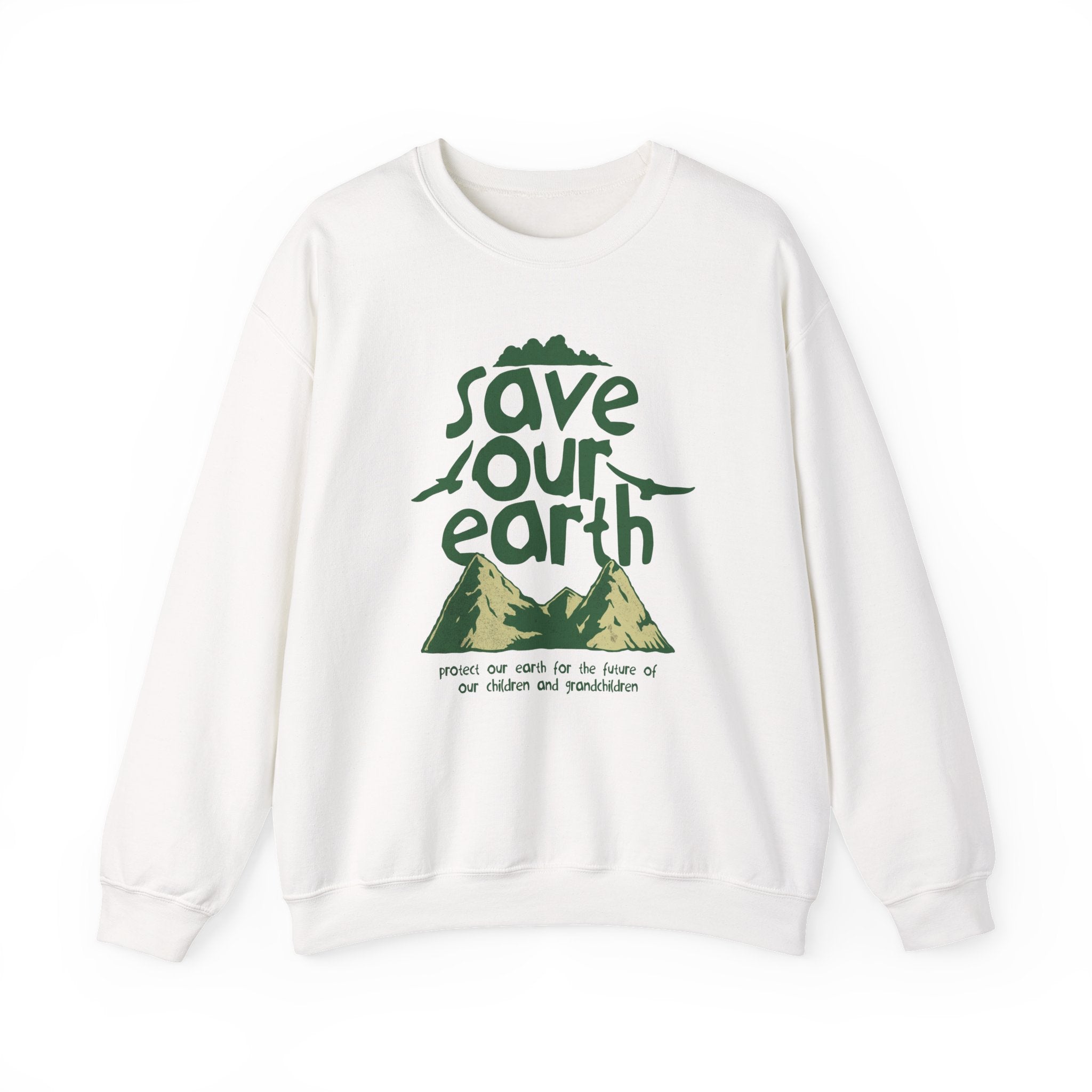 Save Our Earth Crewneck Sweatshirt — Eco Graphic Sweatshirt with 'Save Our Earth' Design