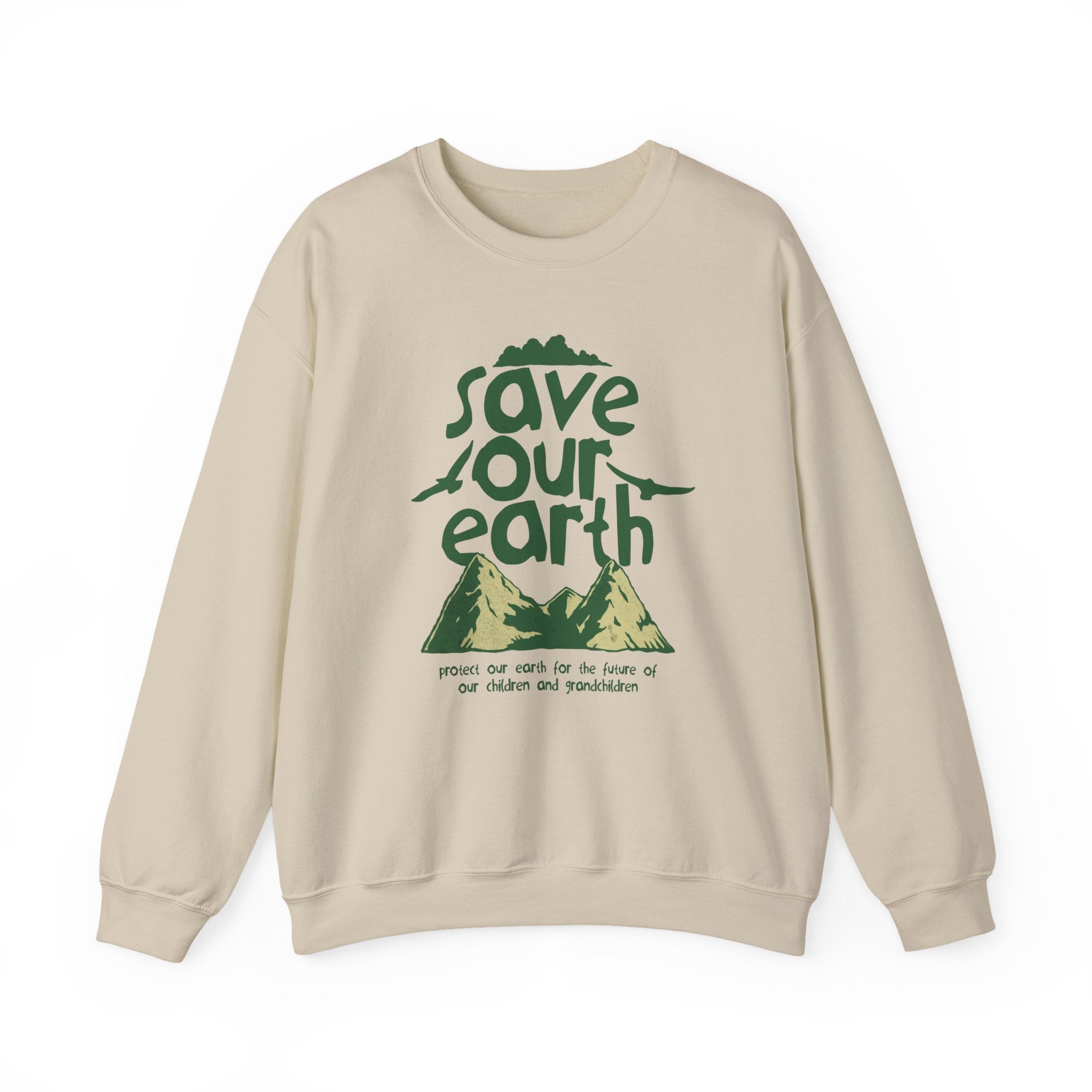Save Our Earth Crewneck Sweatshirt — Eco Graphic Sweatshirt with 'Save Our Earth' Design