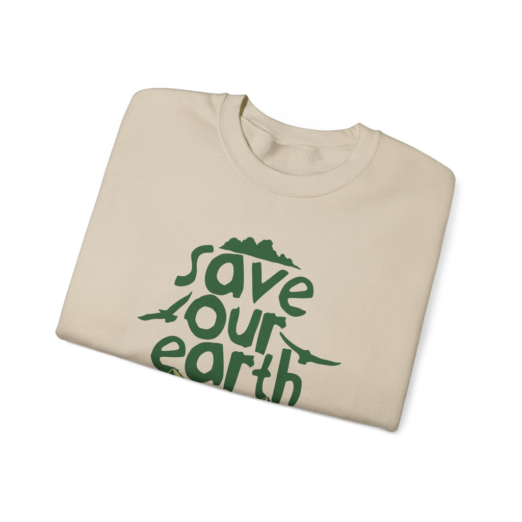 Save Our Earth Crewneck Sweatshirt — Eco Graphic Sweatshirt with 'Save Our Earth' Design